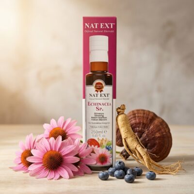 NAT EXT Echinacea Sp. (Ekinezya, Ginseng, Reishi Mantarı, Yaban Mersini) Karışık Bitkisel Ekstrakt 250ml - Görsel 3